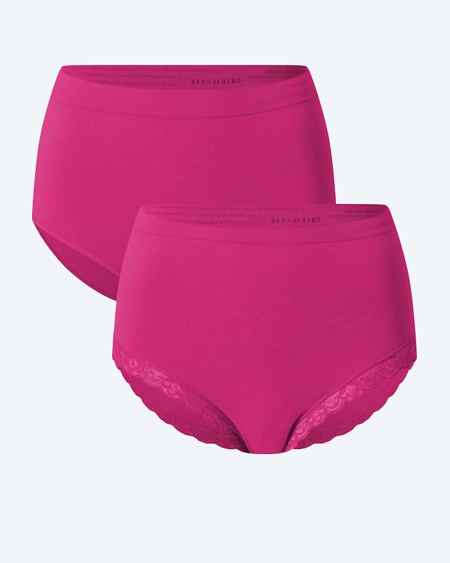 Melange Slip, 2tlg. (uni/Spitzenbesatz)