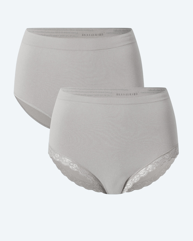 Melange Slip, 2tlg. (uni/Spitzenbesatz)