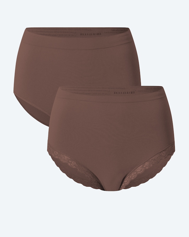 Melange Slip, 2tlg. (uni/Spitzenbesatz)