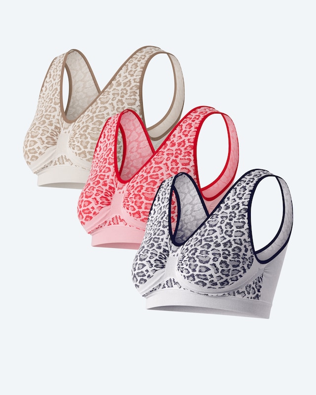 Seamless Bra "Leopard", 3er Pack
