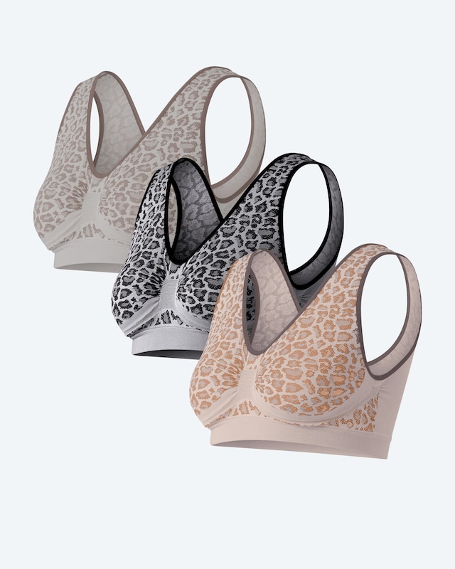 Seamless Bra "Leopard", 3er Pack