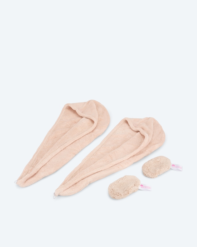 Haarturban & Abschminkwölkchen, 4tlg.