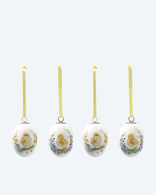 Deko-Eier zum Aufhängen in Geschenkbox, 4er Set