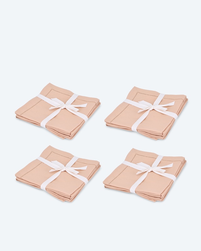 Baumwoll-Servietten mit Lochstickerei, 4 Stück