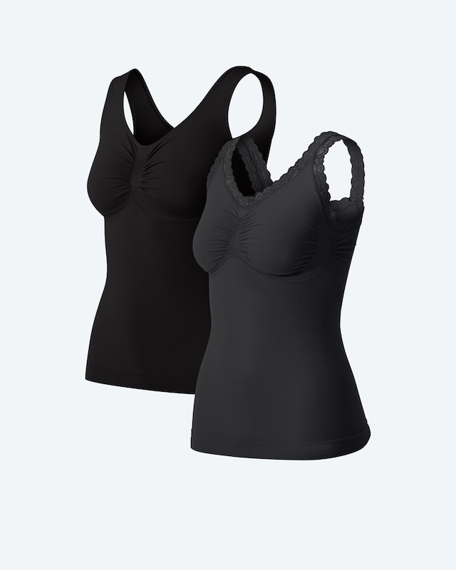 Leichttops (uni & Spitzenbesatz)