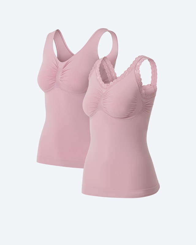 Leichttops (uni & Spitzenbesatz)