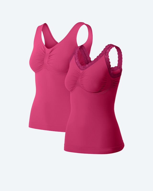 Leichttops (uni & Spitzenbesatz)