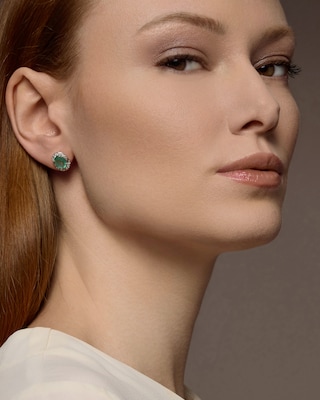 Produktabbildung 2 für Ohrstecker mit Sambia Smaragd und Brillant