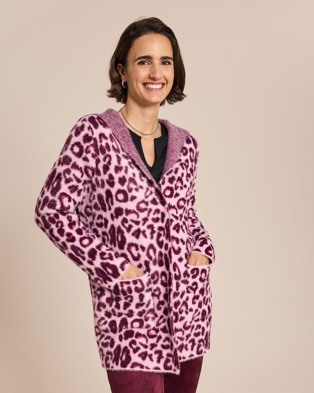Long-Cardigan mit Animal-Jacquard