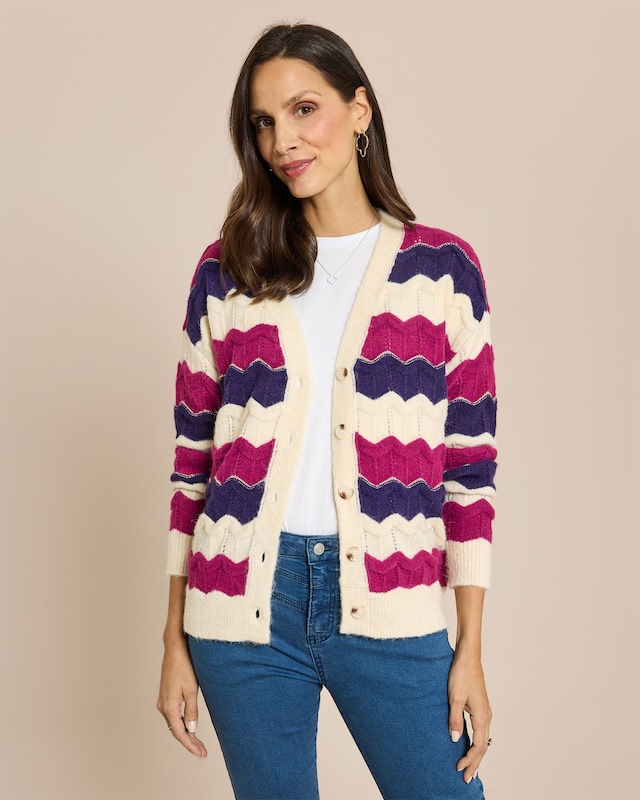 Cardigan mit welligen Streifen