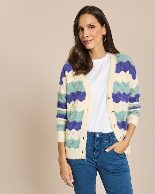 Cardigan mit welligen Streifen