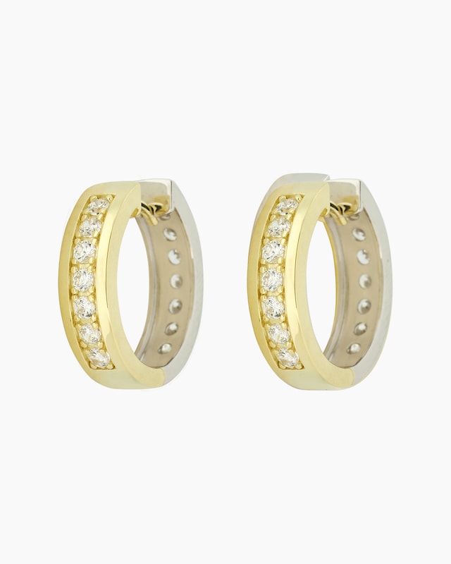 Wende-Creolen im Bicolor-Design mit Zirkonia