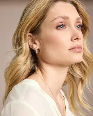 Produktabbildung 4 für Wende-Creolen im Bicolor-Design mit Zirkonia