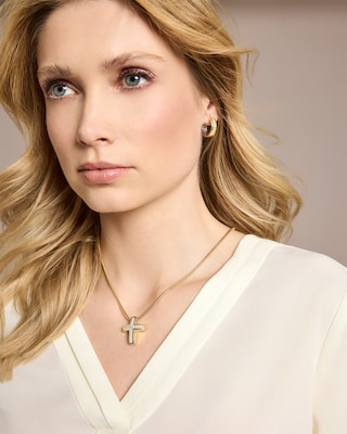 Produktabbildung 3 für Wende-Creolen im Bicolor-Design mit Zirkonia