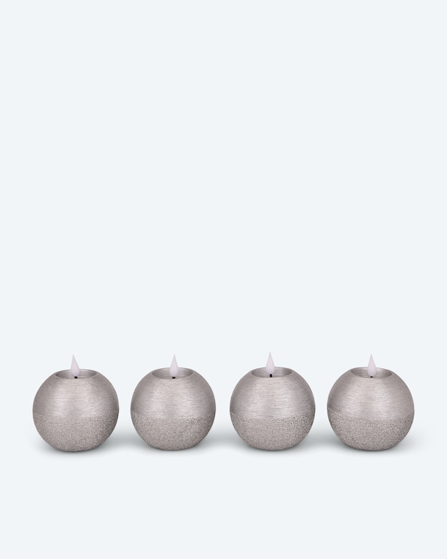 LED-Kugelkerzen in Metallic-Glitzer, 4tlg.