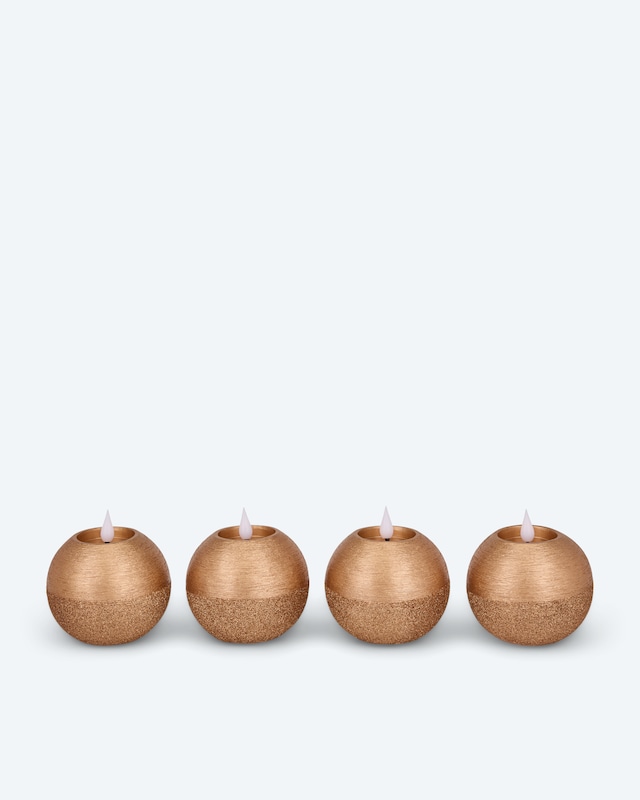 LED-Kugelkerzen in Metallic-Glitzer, 4tlg.