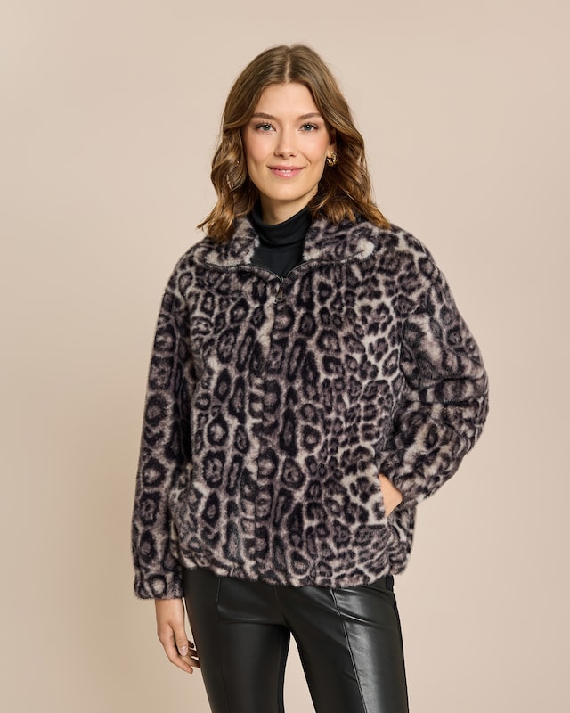 Wendejacke Leder/Pelzimitat