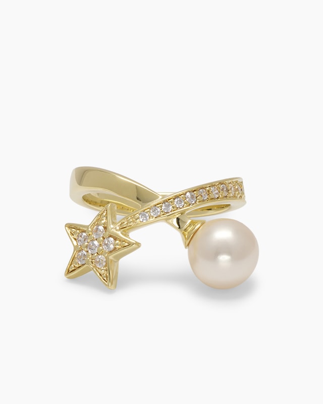 Ring mit MK-Perle 8 mm und Zirkonia