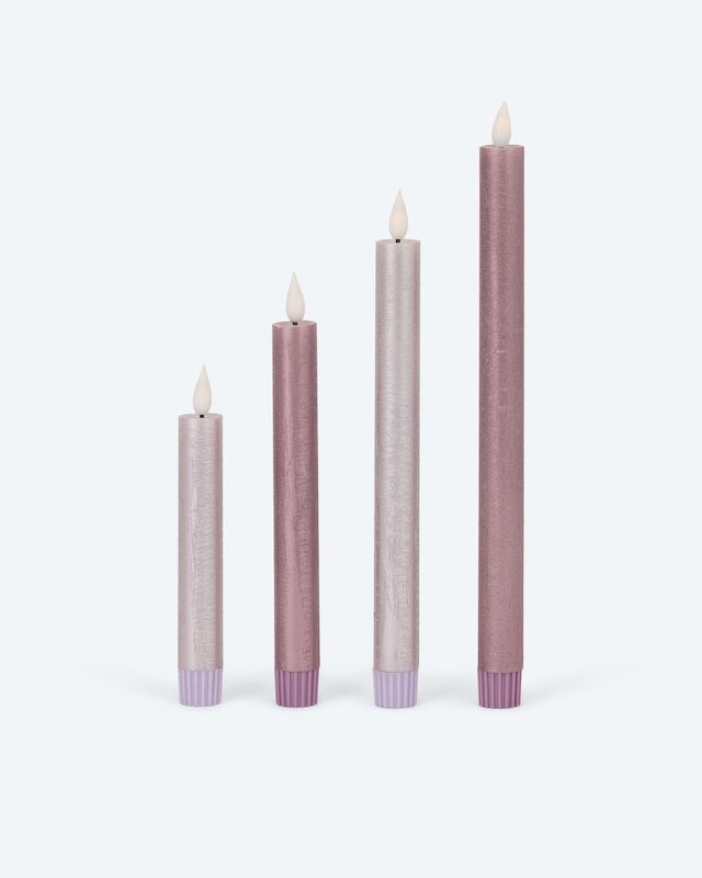 LED-Stabkerzen mit Touch-Flammen, 4tlg.