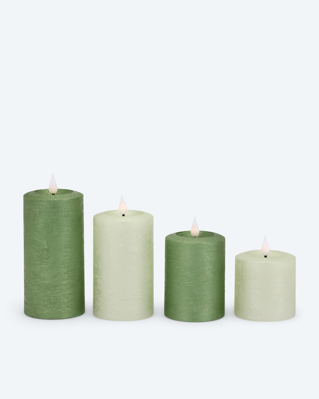 LED-Stumpenkerzen mit Touch-Flammen, 4tlg.