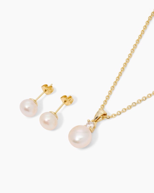 Ohrstecker, Anhänger + Kette mit SWZ-Perlen