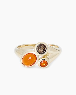 Produktabbildung 1 für Ring mit Feueropal und Rauchquarz