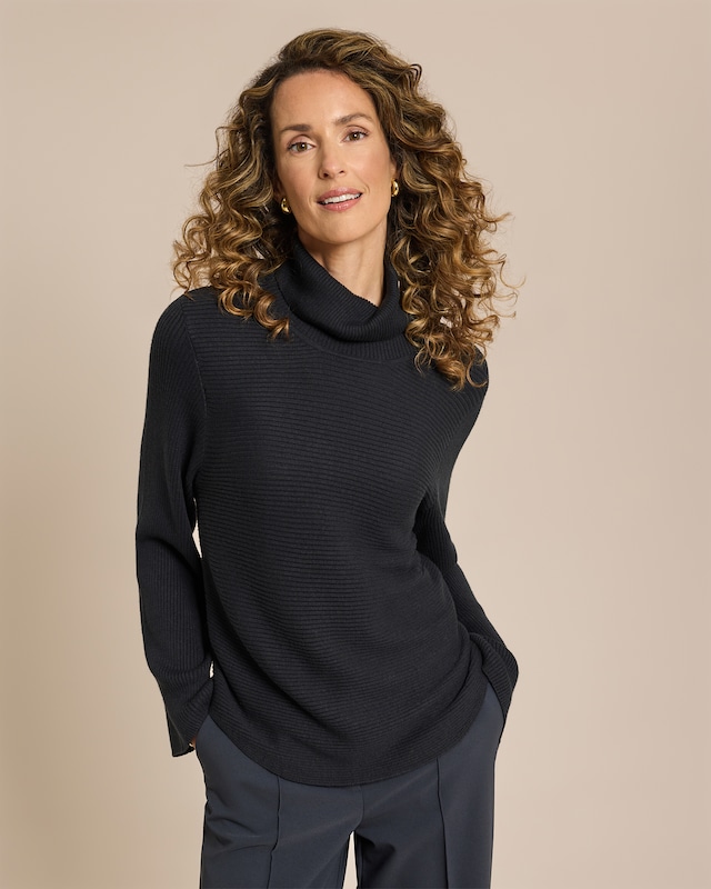 Patentstrickpullover mit Seide