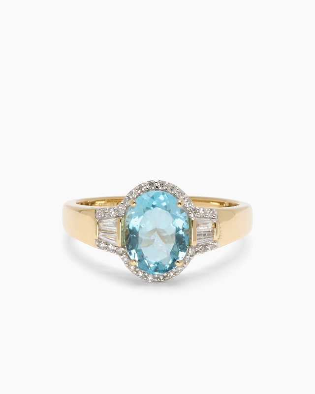 Ring mit Aquamarin & Diamanten