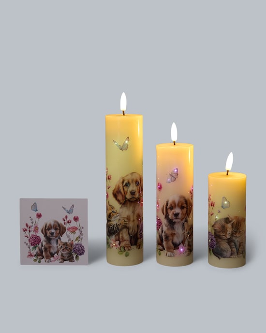 Produktabbildung für Hohe LED-Votivkerzen "Filament", 3tlg.