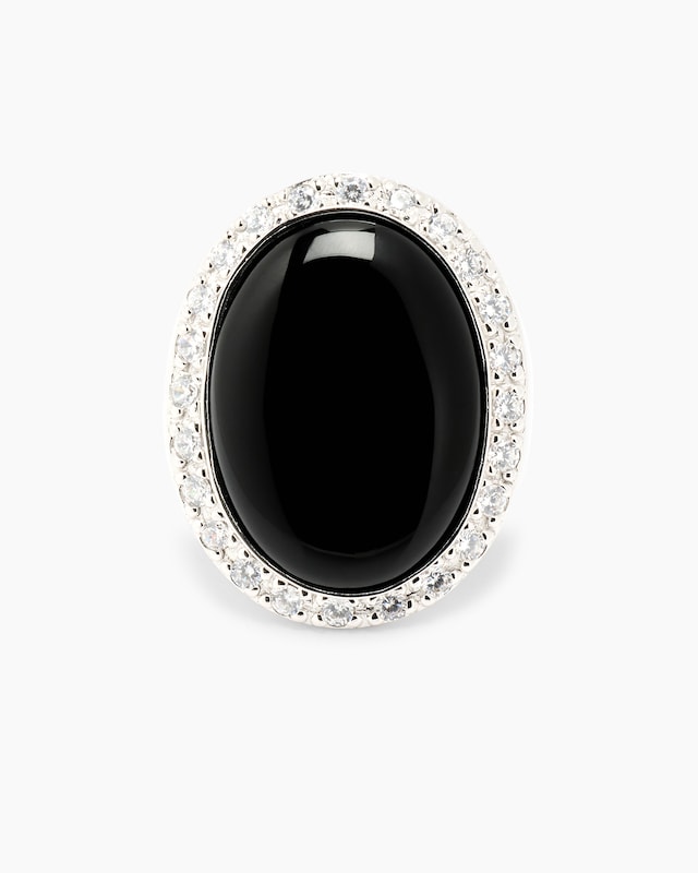 Ring mit Onyx und Zirkonia