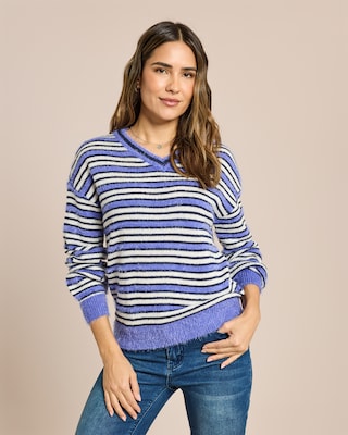 Produktabbildung 2 für Streifenpullover mit Flauschgarn