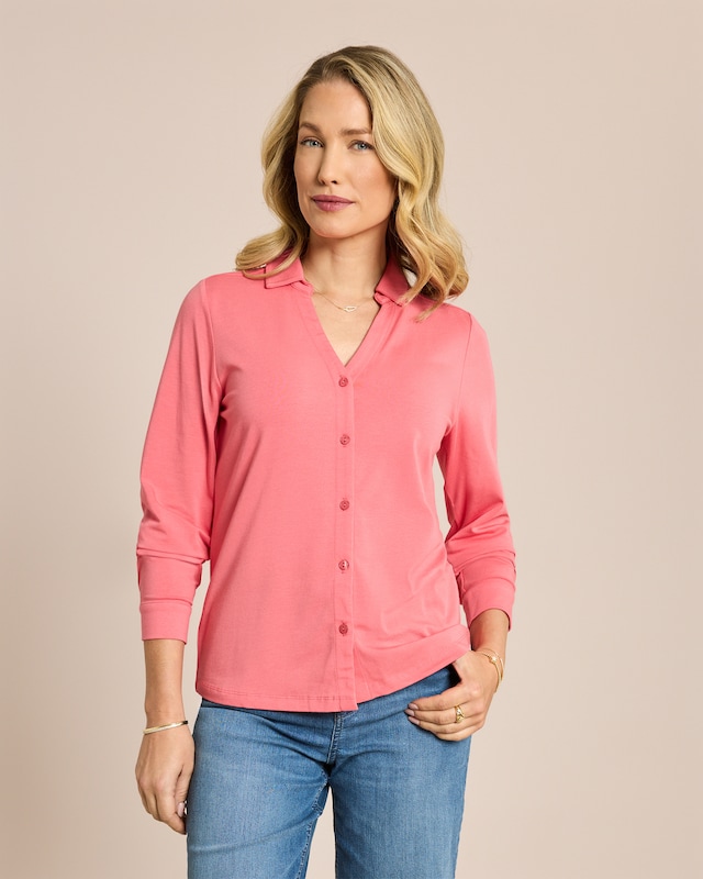 Jerseybluse mit V-Ausschnitt