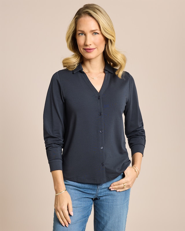 Jerseybluse mit V-Ausschnitt