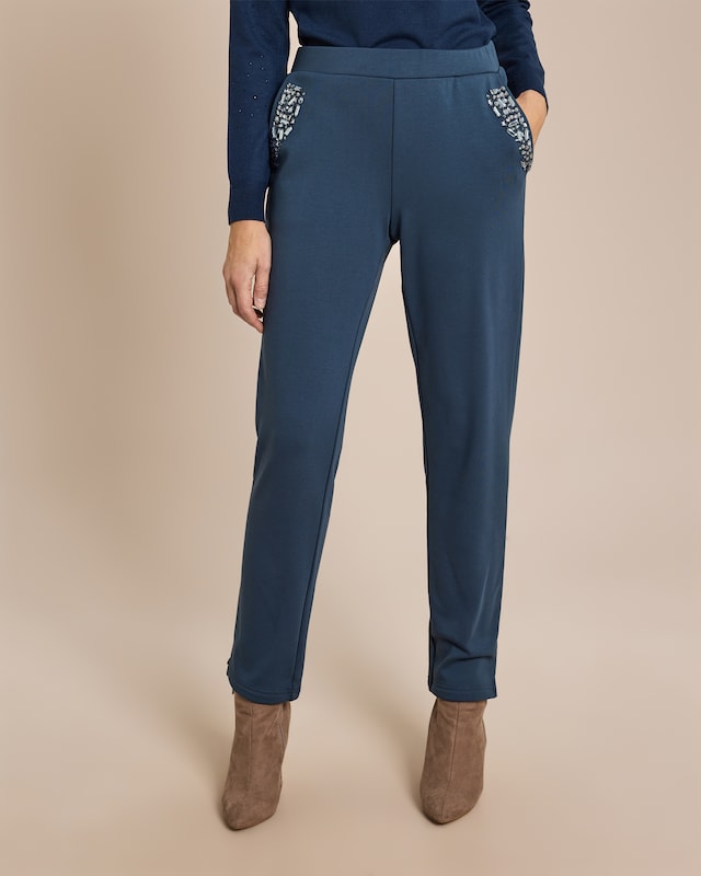 Winterjersey-Hose mit Steinchenbesatz