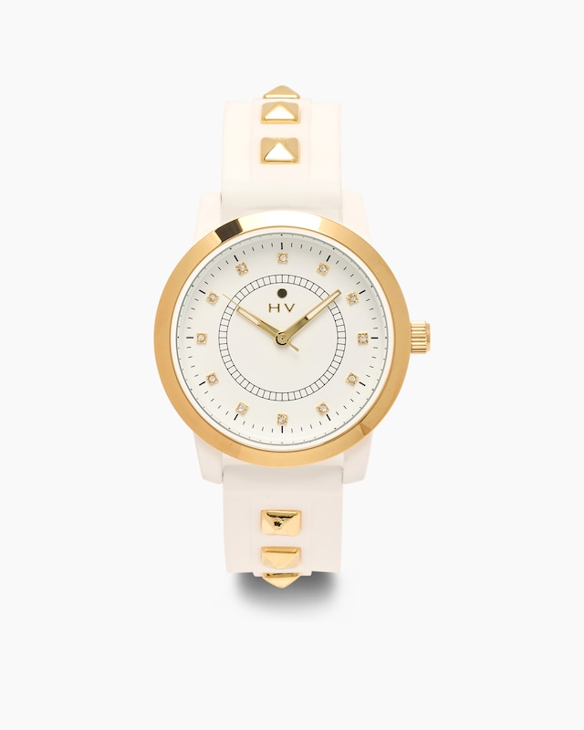 Damenuhr mit Kristallen und Silikonarmband