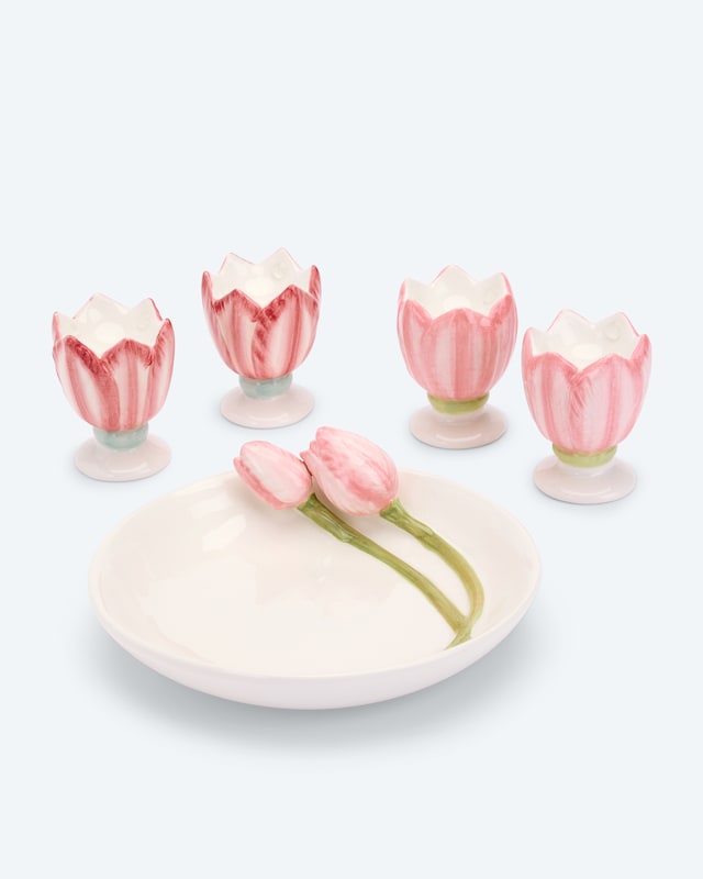 4 Eierbecher & 1 Teller "Tulpe"