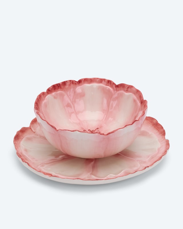 Teller + Schale im Blumen-Design, 2er-Set