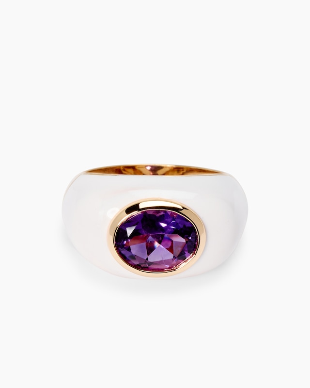 Ring mit Emaille-Lack und Amethyst
