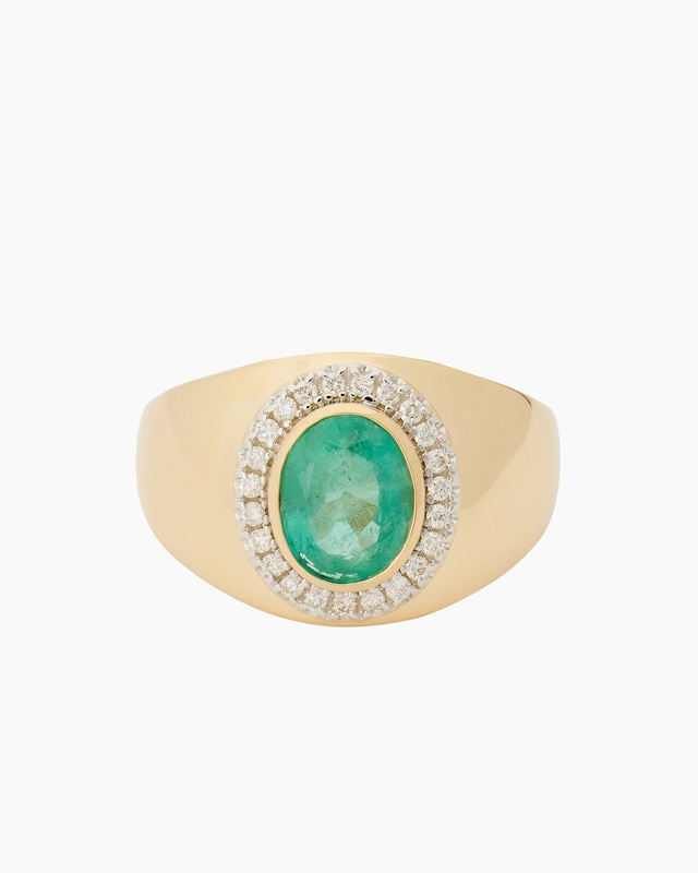 Ring mit Sambia Smaragd + Brillanten