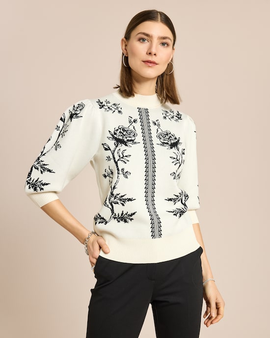 Produktabbildung für Pullover mit Rosenjacquard Couture
