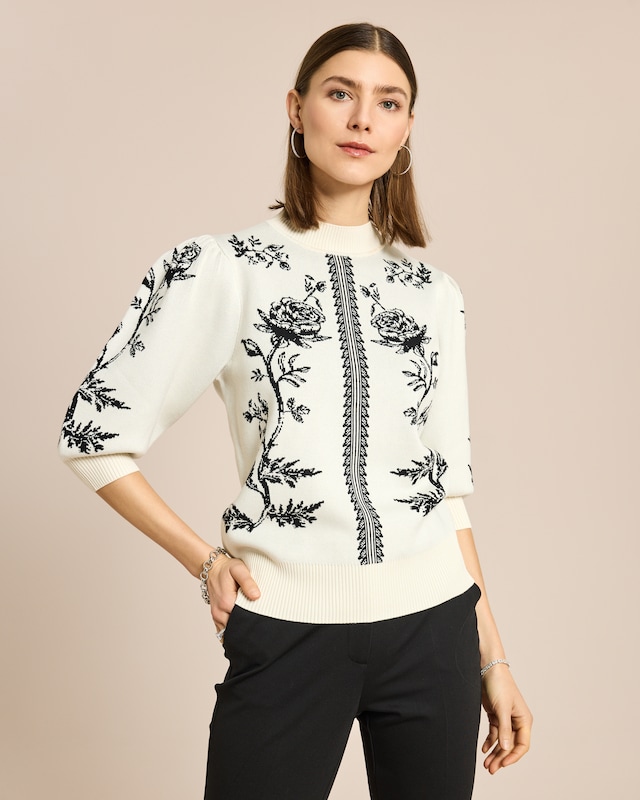 Pullover mit Rosenjacquard Couture
