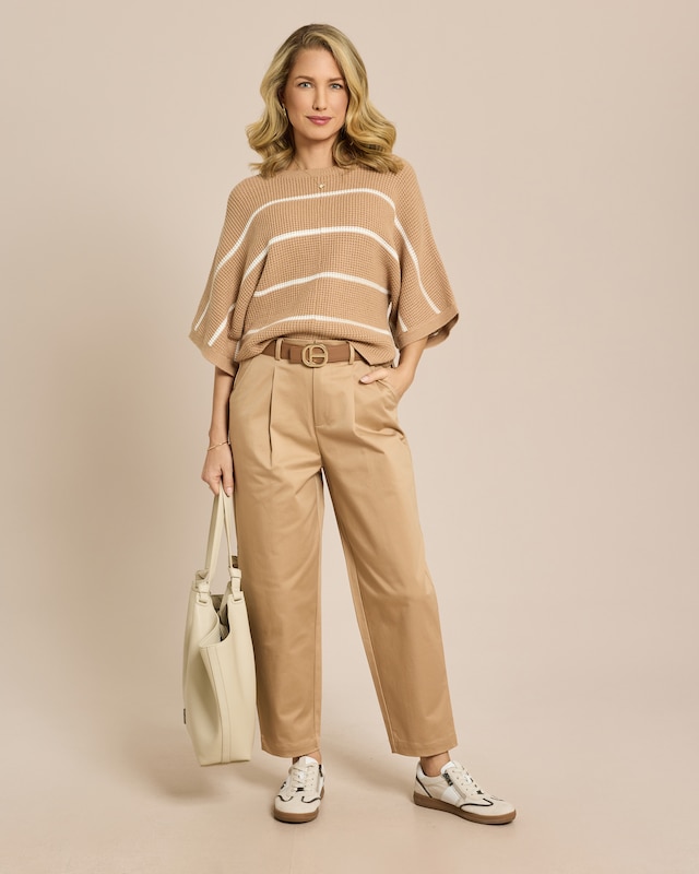 Barrel Fit Baumwollhose mit Bundfalte