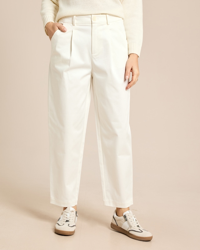 Barrel Fit Baumwollhose mit Bundfalte