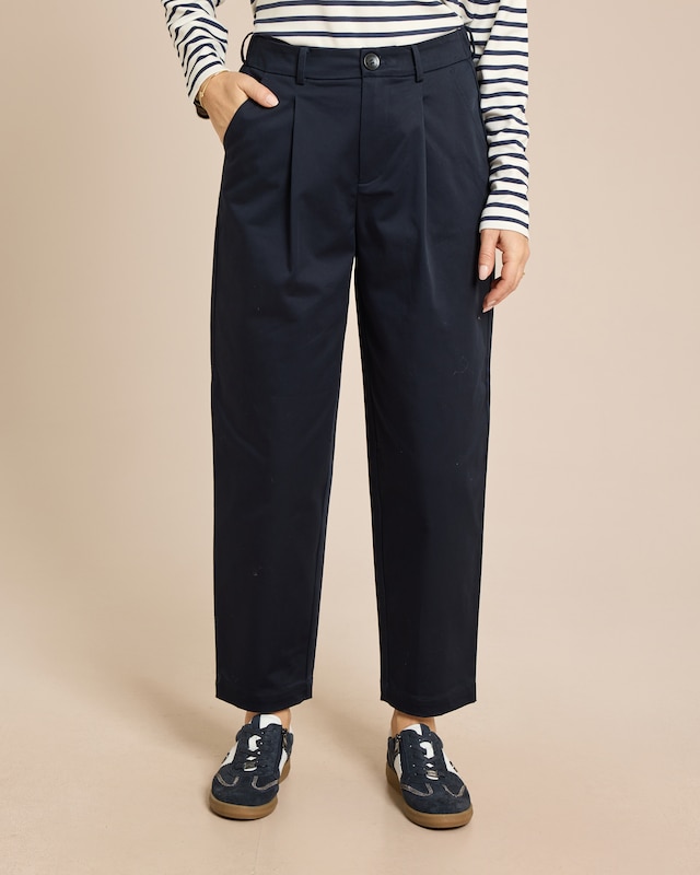 Barrel Fit Baumwollhose mit Bundfalte