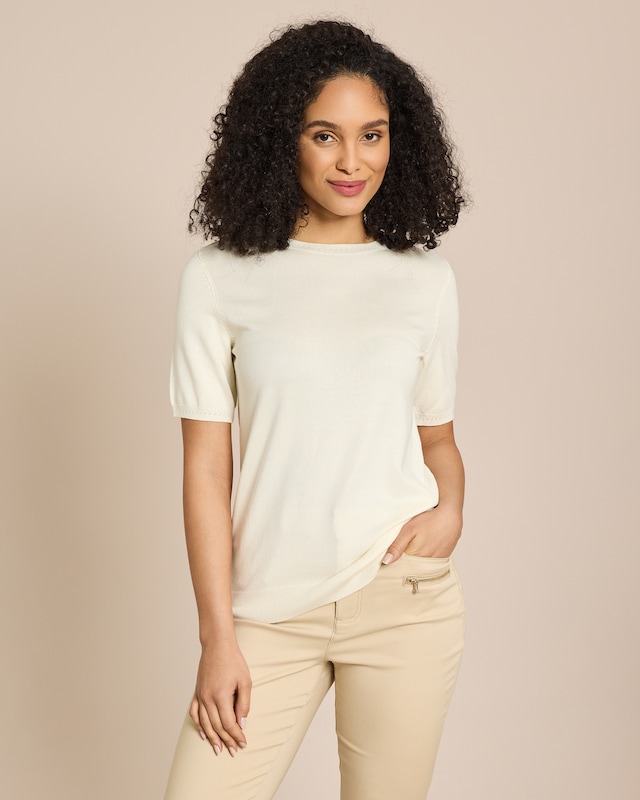 Halbarm-Pullover mit Ajour-Rippe