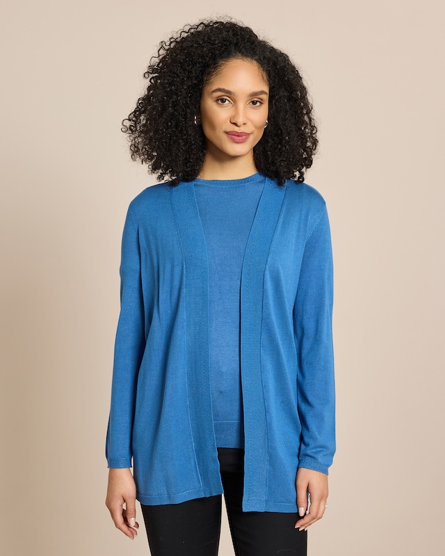 Cardigan 1/1-Arm mit Ajour-Rippe