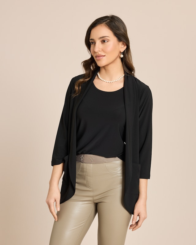 Cardigan mit Spitzenbesatz