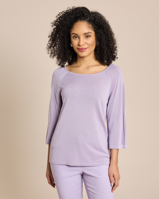 Feinstrick-Pullover mit Ajour-Details