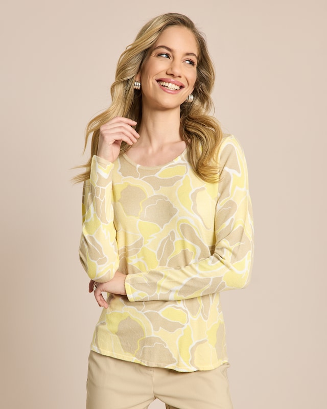 Pullover Blüten-Druck in Pastell-Farben