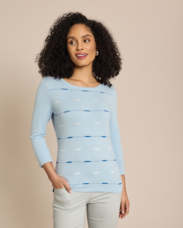 Pullover mit Strickmuster und Strass